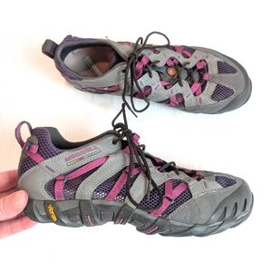 MERRELL Waterproof Ultra Sport Women's Gray  Purple Mesh Hiking Shoes Size 8.5